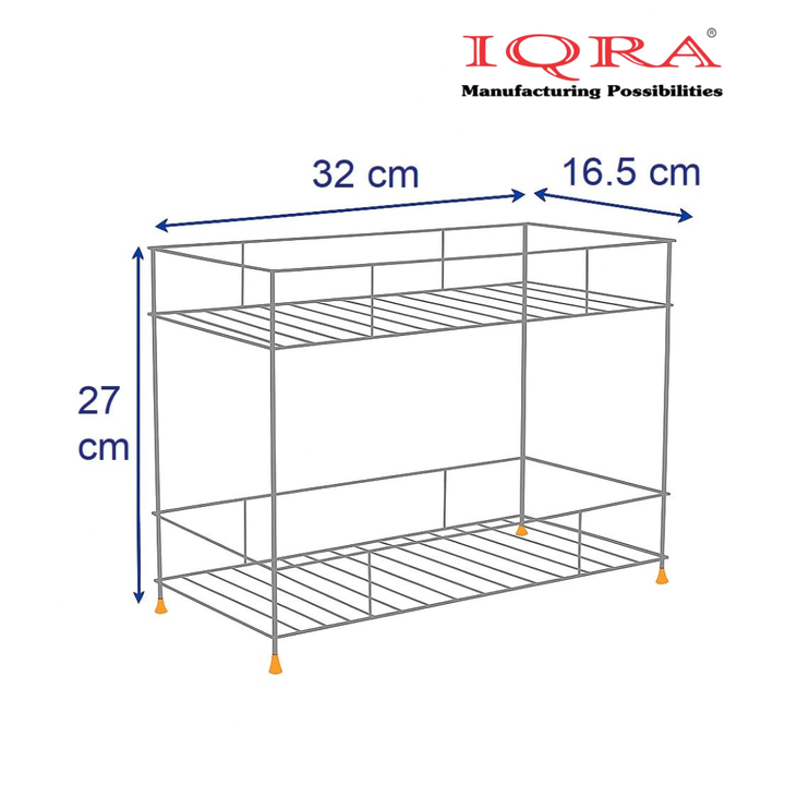Stainless Steel 2-Tier Kitchen Rack, Spice Shelf for Kitchen Pantry Storage Organizer, Shelves - 20D x 20W x 20H Centimeters