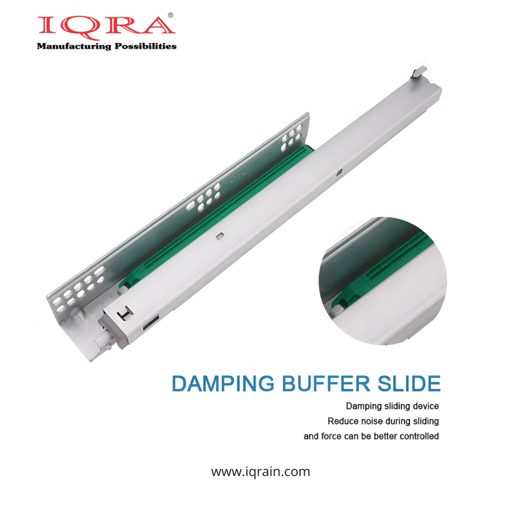 IQRA Undermount Drawer Slide Runner Bottom Quadro Channel, Silent Soft Closing Hydraulic with Locking Device (Capacity: 40 kg)