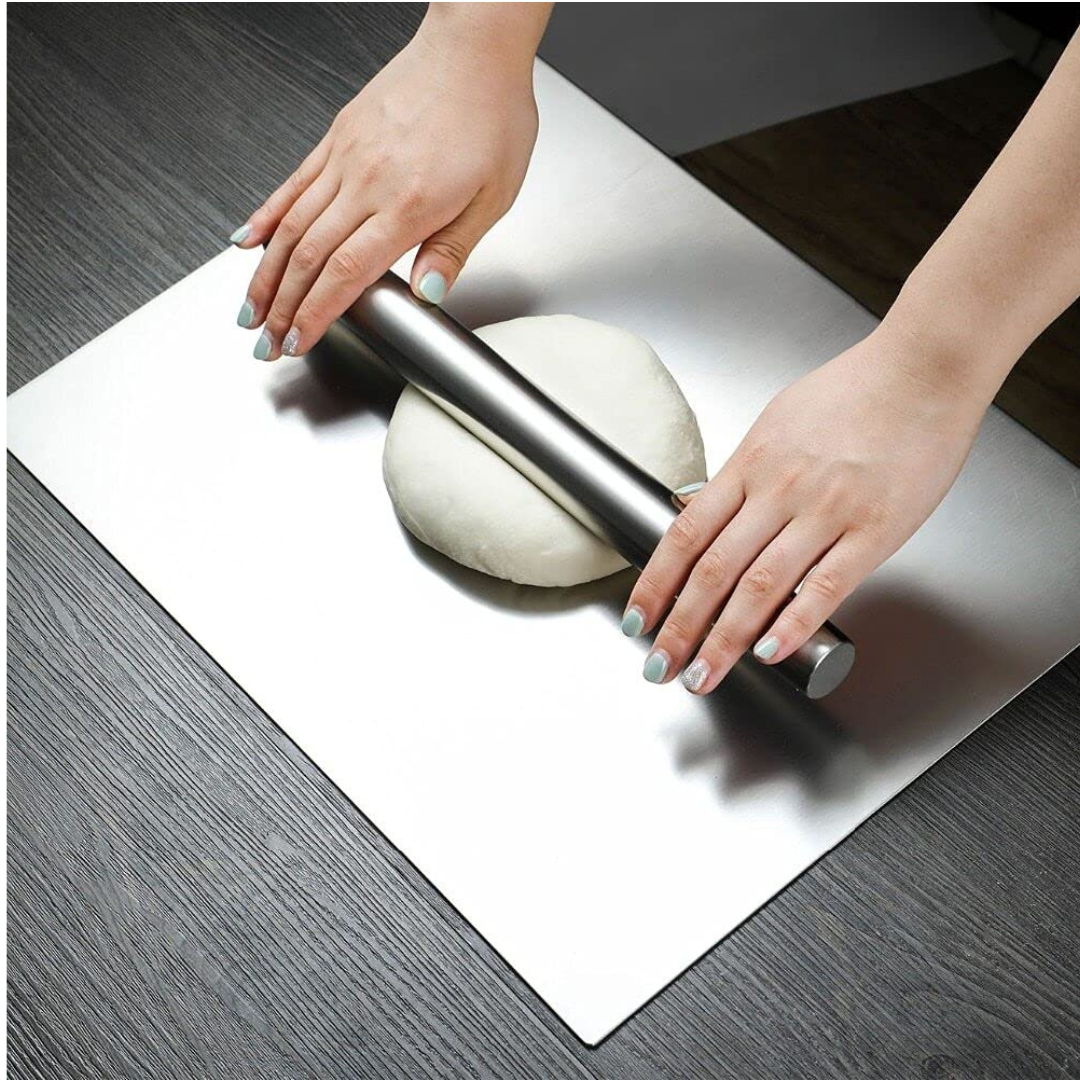 IQRA Countertop-Round Stainless Steel Chopping Board Platform Kitchen Cutting Board Board for Vegetables Fruits Healthy Safe Durable