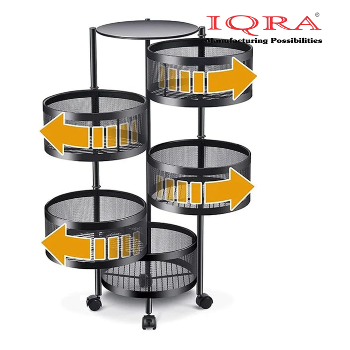 IQRA Kitchen Trolley with Wheels, Kitchen Organizer Items and Storage Solutions for Square-Round Kitchen Organizer and Kitchen Accessories Items (Black)