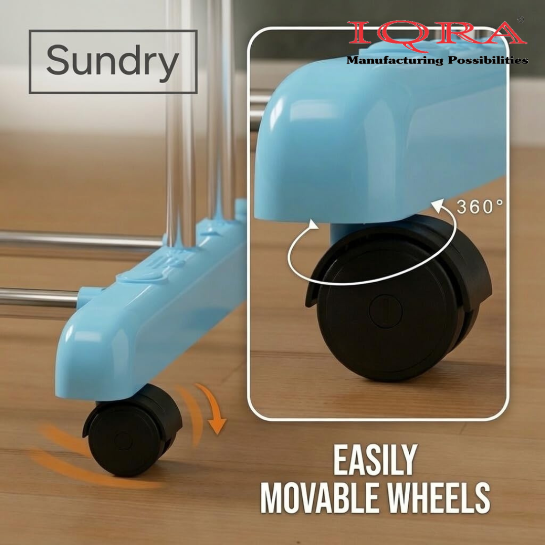 Clothes Drying Stand for Balcony/Cloth Dryer Stand/Cloth Stand for Drying Clothes Foldable/MS Pipe Clothes Hanging Stand/Portable Cloth Rack for Indoor (3 Layer