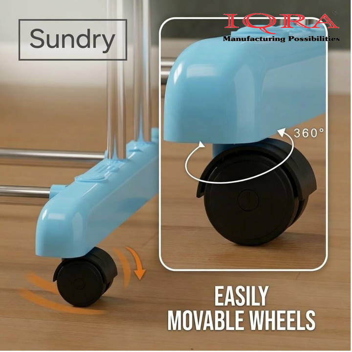 Clothes Drying Stand for Balcony/Cloth Dryer Stand/Cloth Stand for Drying Clothes Foldable/MS Pipe Clothes Hanging Stand/Portable Cloth Rack for Indoor (3 Layer