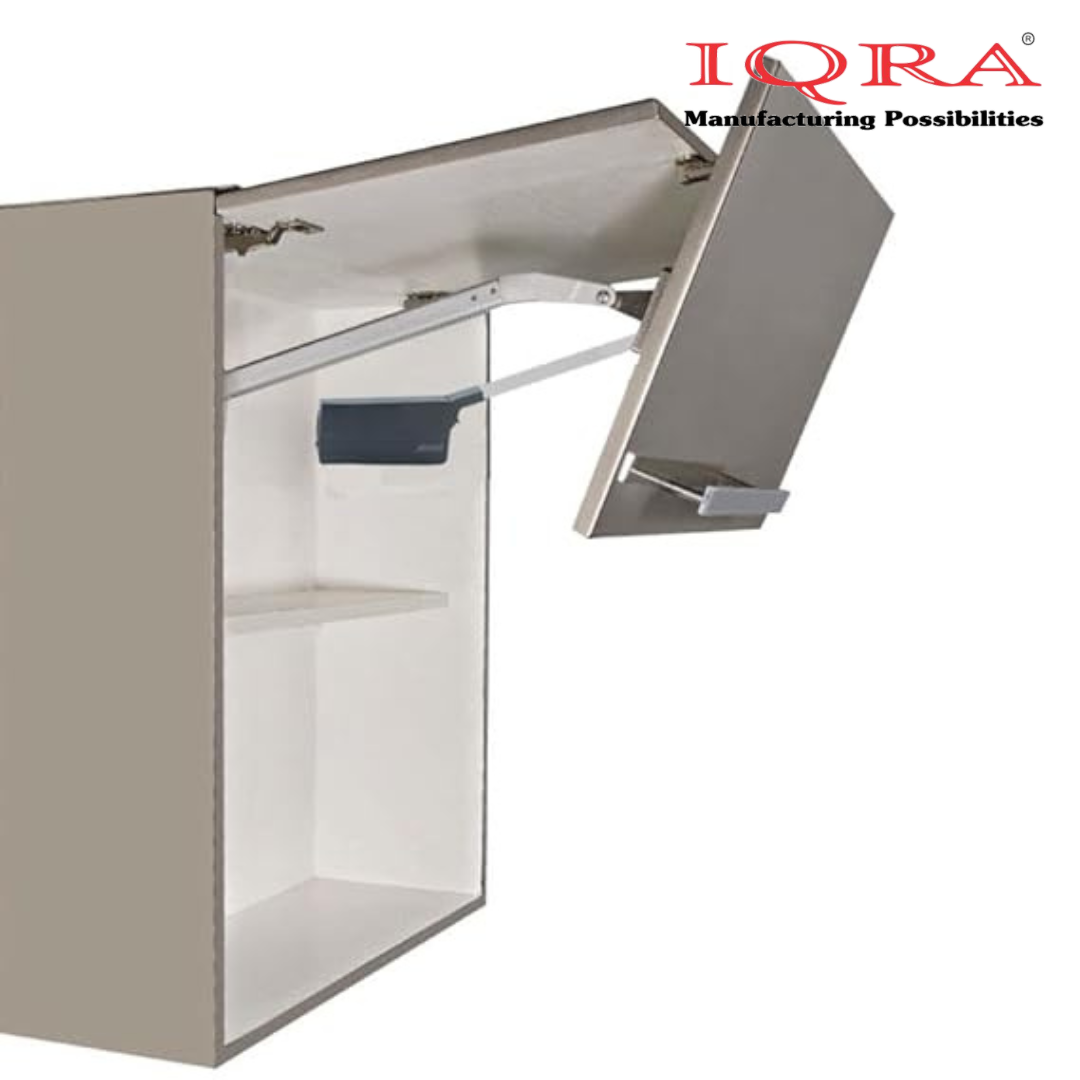 IQRA Hydraulic Bi-Fold Pneumatic Single Door Cabinet Hinge Support Lift Up, Verticle Two Door Pneumatic Mechanism Hinges..Kitchen Cabinet Single Door Bi-Fold Lifting System
