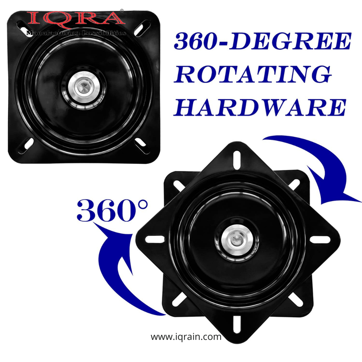 IQRA Square Swivel Plate Turntable Bearing, Rotating Lazy Susan Swivel Plate for Bar Stool, Recliner Chair, and Furniture, 220 lb Capacity