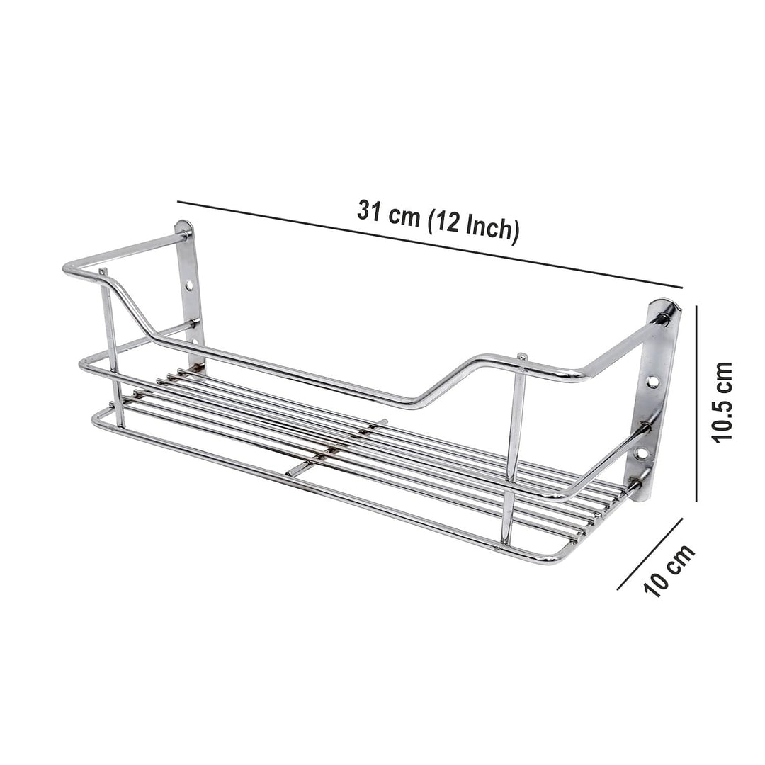 IQRA Stainless Steel Bathroom Shelf, Wardrobe, Perfume, Kitchen Rack, 12x4-inch (Silver)