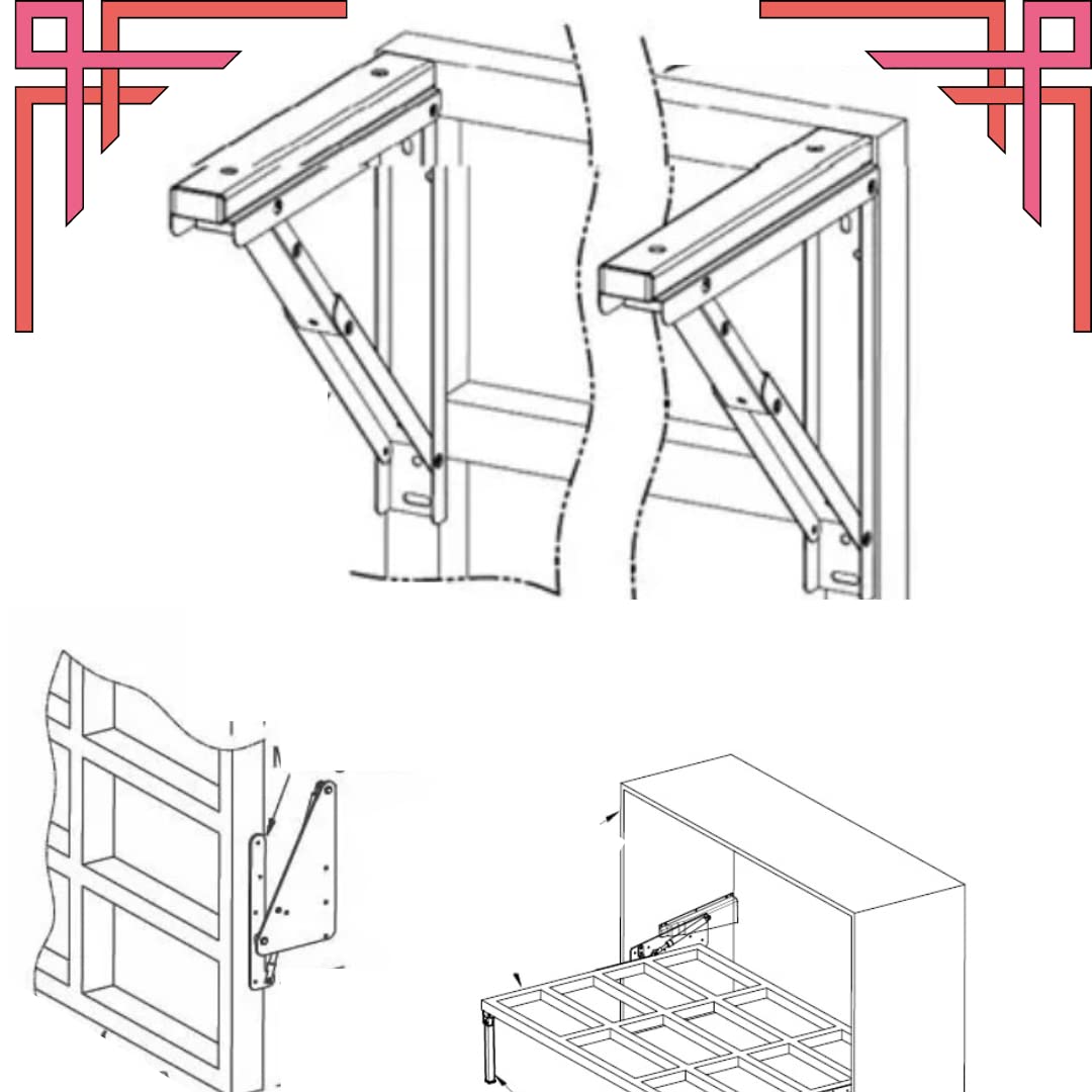 IQRA Murphy Vertical Wall Mounted Bed Fittings Hardware with Folding Leg (150 kg Hydraulic Load Capacity) Wall Mounted Bed Bracket DIY Bed Bracket