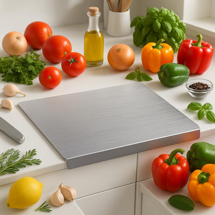IQRA Stainless Steel Worktop Platform Kitchen Cutting Board Board for Vegetables Fruits Healthy Safe Durable, Countertop