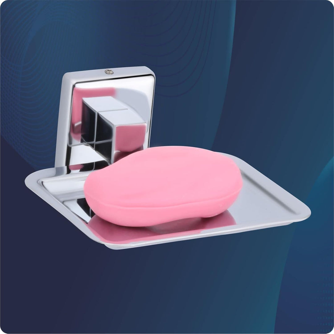 IQRA soap Dish Holder for Bathroom soap case Stand Bathroom soap Holders Stand Steel sabun dani wash Basin soap Tray for Bathroom 38(304 Stainless Steel, Chrome Finish)