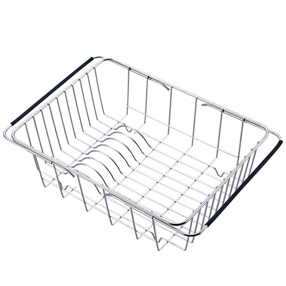 IQRA Adjustable Over Sink Dish Drying Rack Stainless Steel Dish Drainer, On Counter or In Sink Dish Rack, Deep and Large- Rustproof