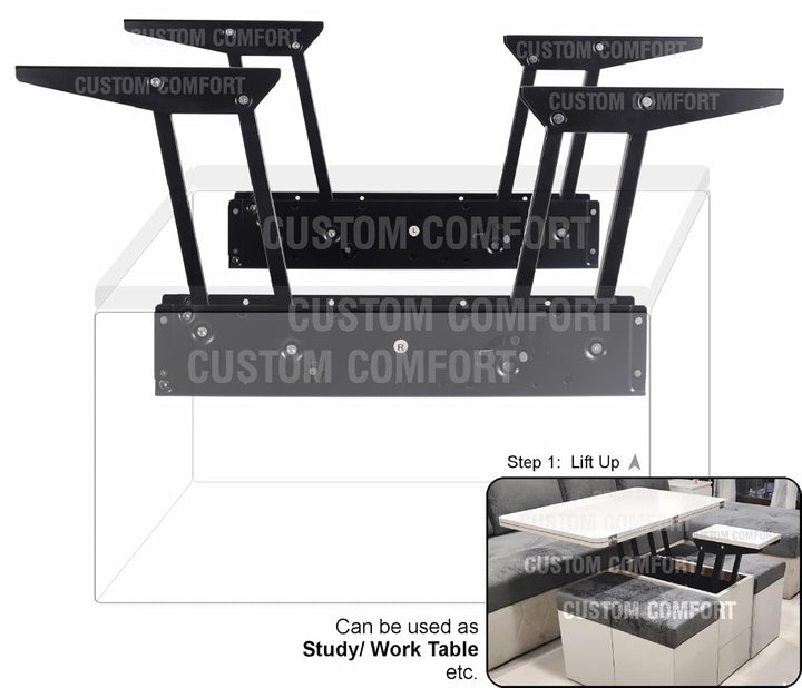 IQRA Lift Up Coffee Table into Dining Table Space Saving Hardware Mechanism Hinges with Hydraulic Soft Closing System