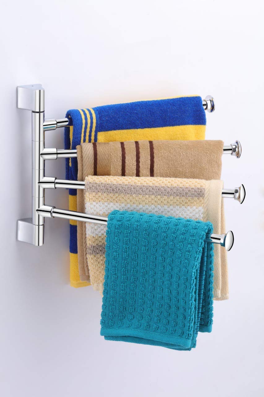 IQRA Stainless Steel 4 Bar Swing Hanger Towel Rack for Bathroom Towel Holder for Kitchen Towel Hanger Stand for Wash Basin