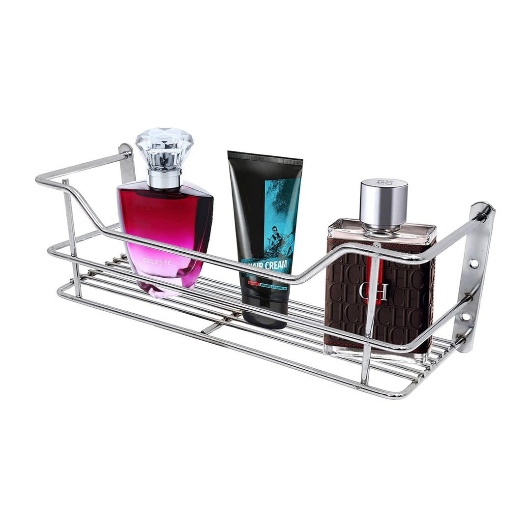 IQRA Stainless Steel Bathroom Shelf, Wardrobe, Perfume, Kitchen Rack, 12x4-inch (Silver)