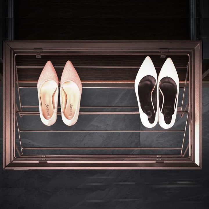 IQRA Soft Close Pull Out Shoe Rack/Aluminium Alloy Pull Out Shoe Organizers, Front End Metal Panel, Pulled Out Quietly and Completely (Size : 900mm)