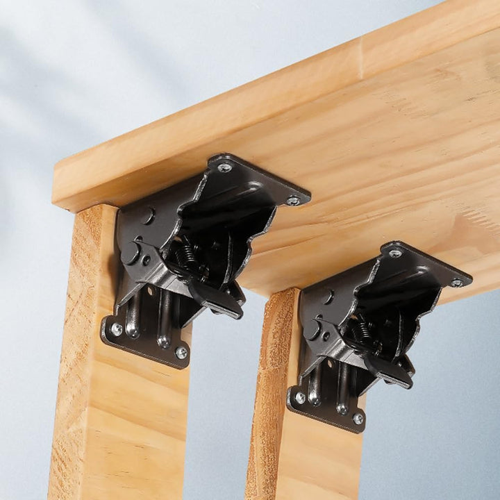 IQRA Foldable Self Lock Hinges Heavy Duty Folding Brackets with Screws Lock Extension Support for Table Leg,Bed Leg,Workbench,Laundry Garage Boats Furniture