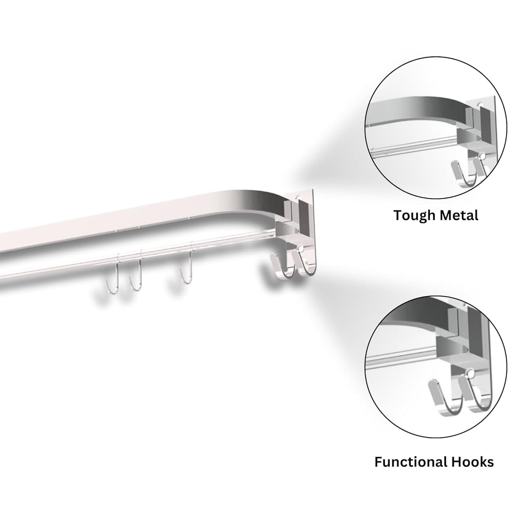 IQRA 24 Inch Wall Mounted Stainless Steel Bathroom Towel Hanger - Space-Saving - Durable Bathroom Accessories and Fittings - Easy Installation- (24 Inch, Chrome, Foldable)