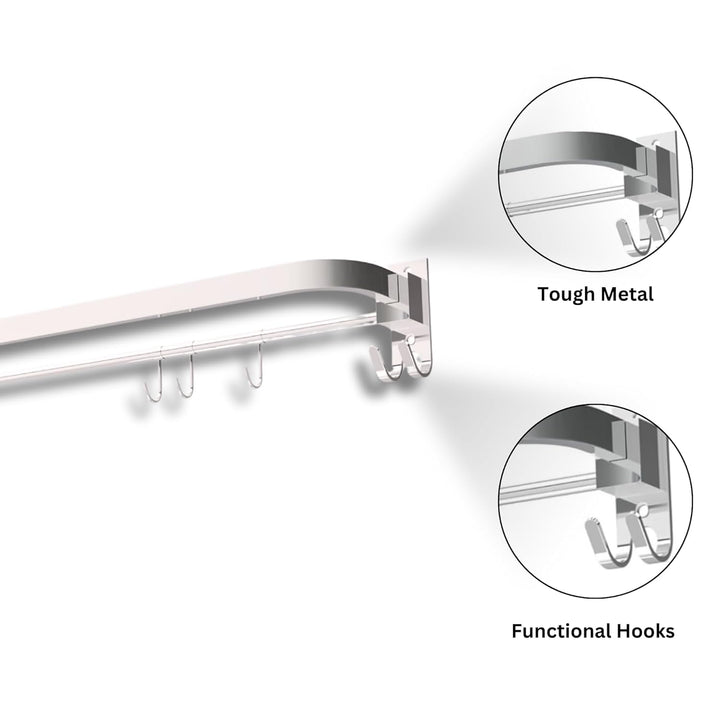 IQRA 24 Inch Wall Mounted Stainless Steel Bathroom Towel Hanger - Space-Saving - Durable Bathroom Accessories and Fittings - Easy Installation- (24 Inch, Chrome, Foldable)