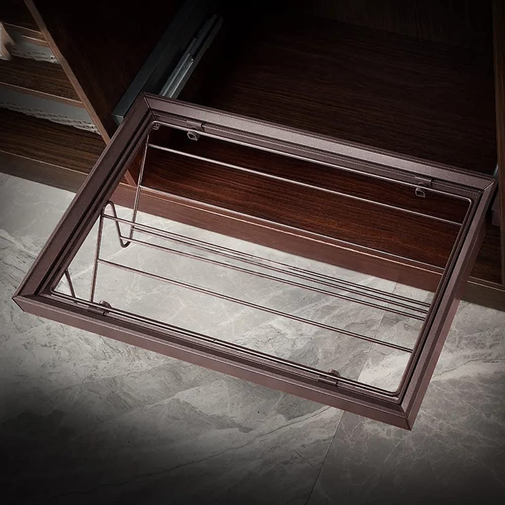 IQRA Soft Close Pull Out Shoe Rack/Aluminium Alloy Pull Out Shoe Organizers, Front End Metal Panel, Pulled Out Quietly and Completely (Size : 900mm)