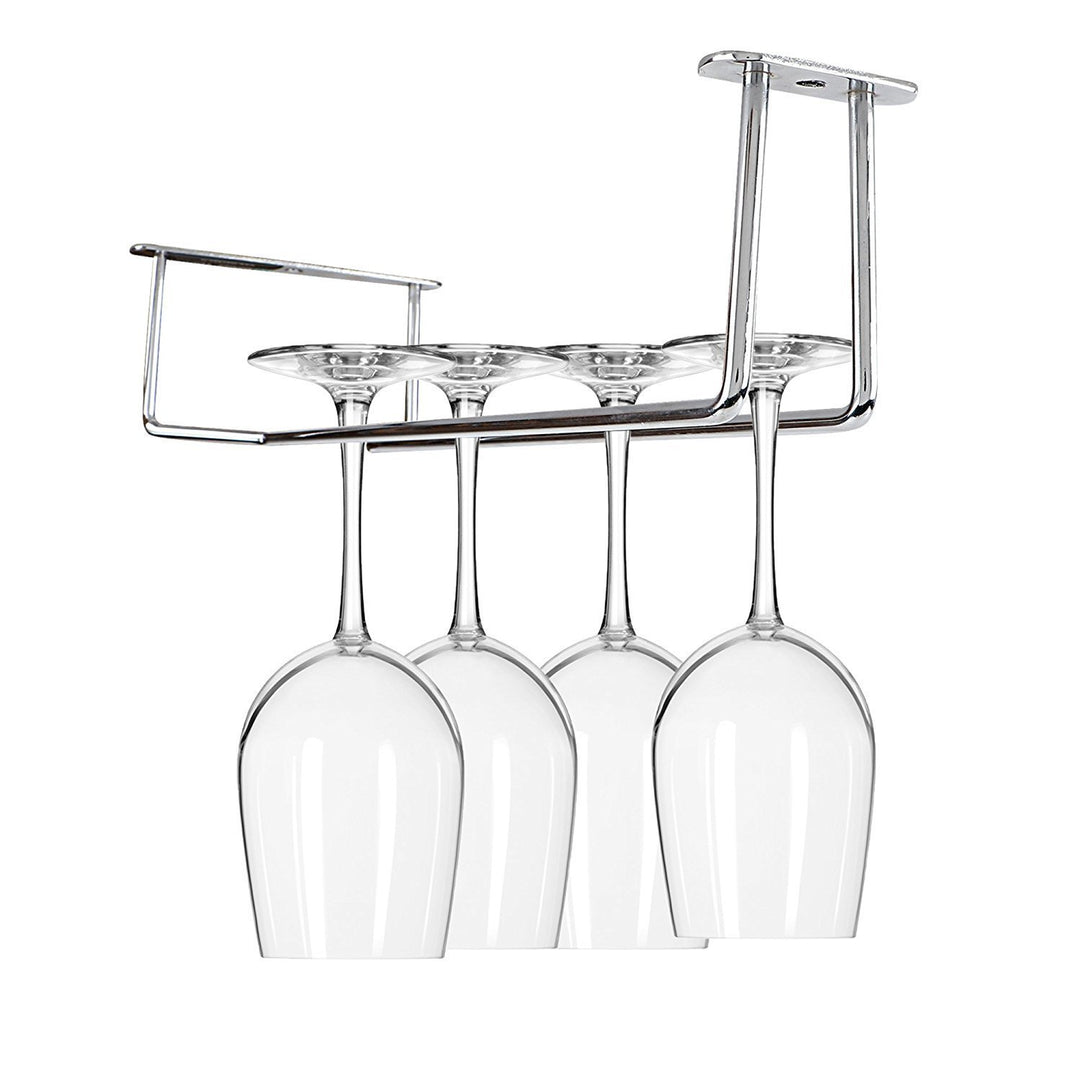 IQRA Modern Red Wine Goblet Glass Hanger | Stainless Steel Holder Hanging Rack Shelf Bar Party Drink Supply (Double), Hanging Shelves