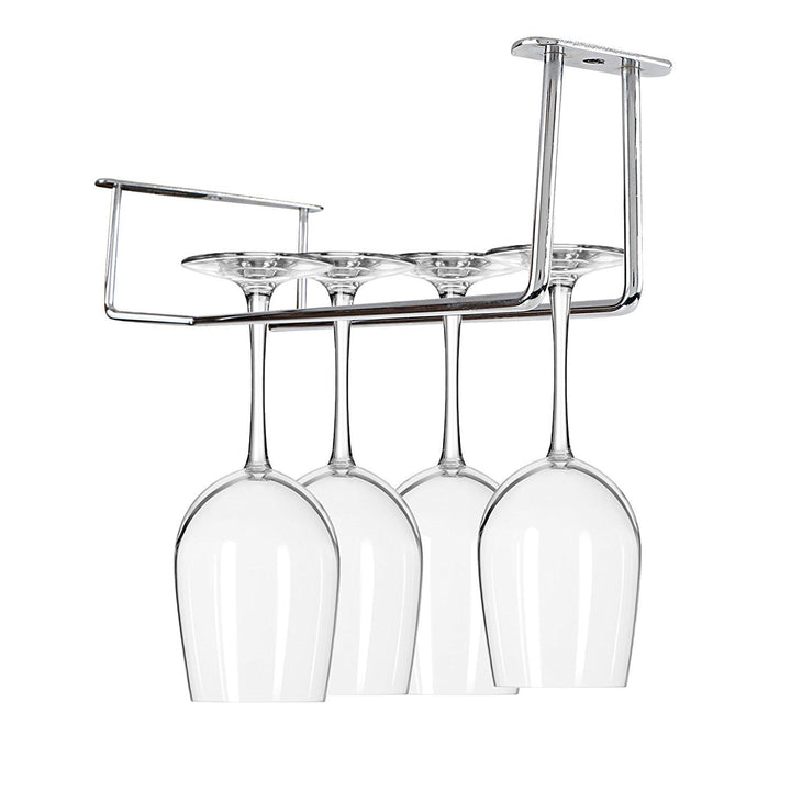 IQRA Modern Red Wine Goblet Glass Hanger | Stainless Steel Holder Hanging Rack Shelf Bar Party Drink Supply (Double), Hanging Shelves