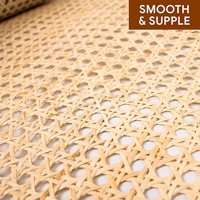 IQRA Webbing Plastic Cane Webbing for Caning Projects Natural Pre - Woven Open Mesh Cane - PE Rattan Cane Webbing Rattan Roll Cabinet Chair