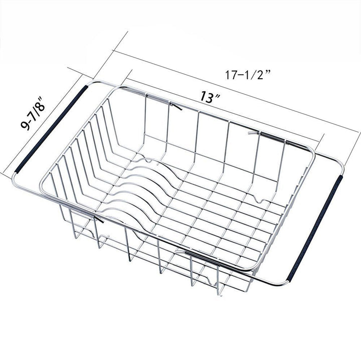 IQRA Adjustable Over Sink Dish Drying Rack Stainless Steel Dish Drainer, On Counter or In Sink Dish Rack, Deep and Large- Rustproof