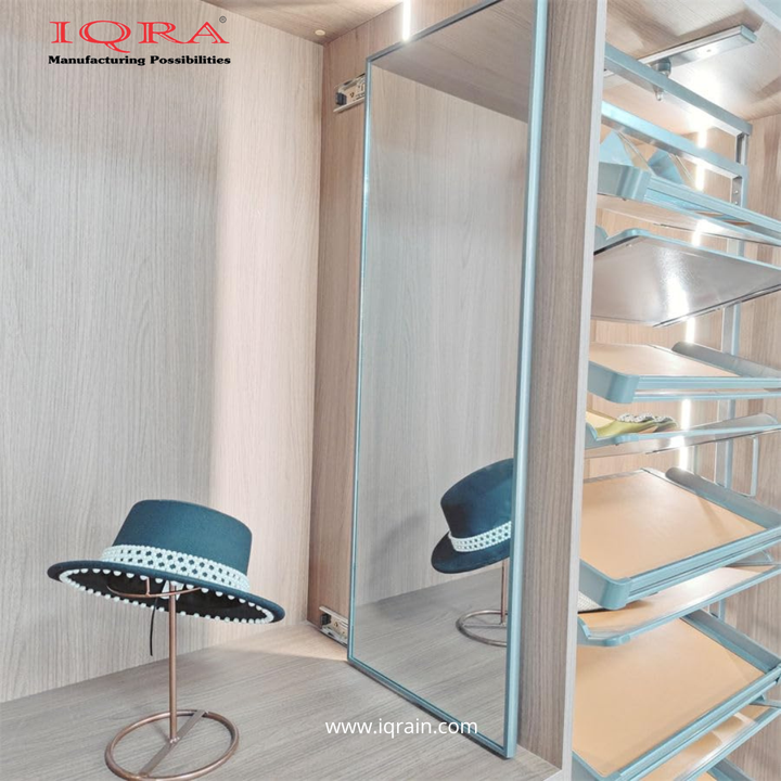IQRA Bedroom Wardrobe Accessories Pull Out Rotating Closet Inside Full- Length Dressing Mirror