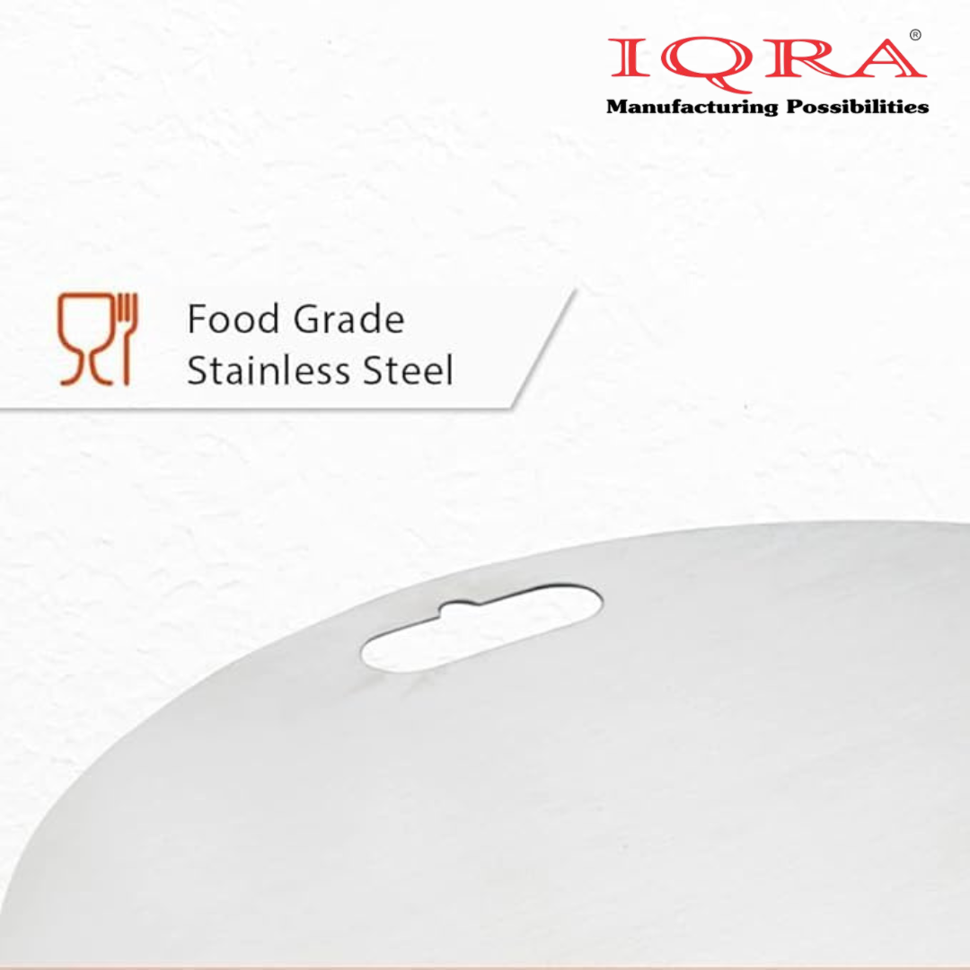 IQRA Countertop-Round Stainless Steel Chopping Board Platform Kitchen Cutting Board Board for Vegetables Fruits Healthy Safe Durable