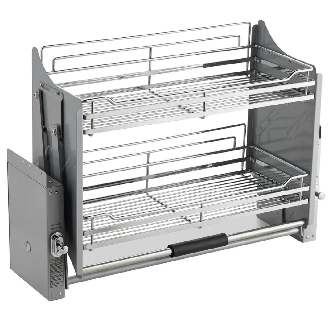 IQRA Storage Rack Lift Basket Elevator Pull Down Two Tier Shelf Unit for Cabinet Imported