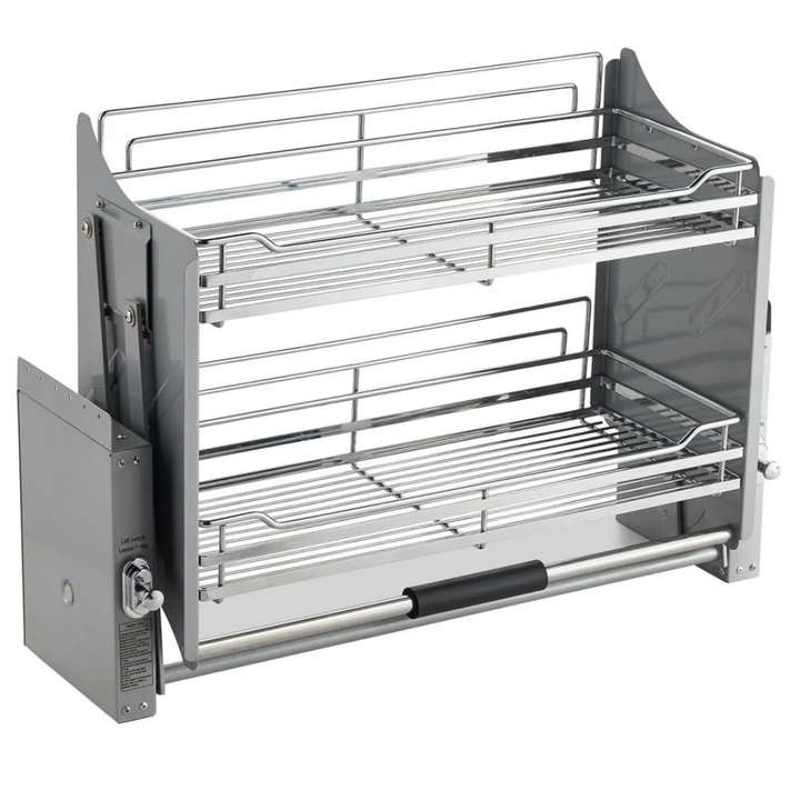 IQRA Storage Rack Lift Basket Elevator Pull Down Two Tier Shelf Unit for Cabinet Imported