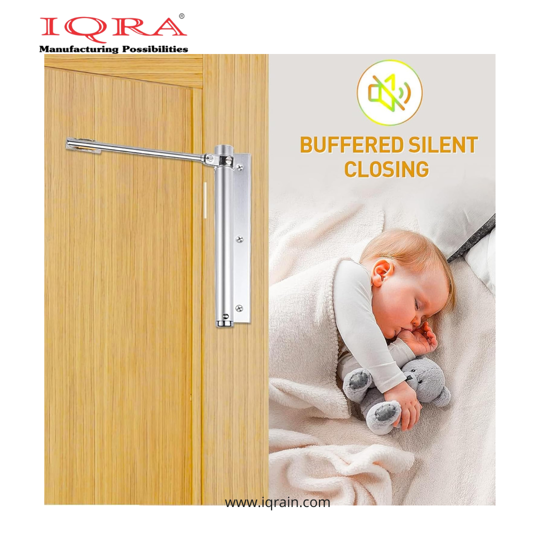 IQRA Automatic Door Closer, Adjustable Spring Storm Door Closer, Heavy Duty Safety Spring, Built-in Lock, Perfect for Indoor & Outdoor Doors, Offices, Soft Closing Door (Pack of 1)