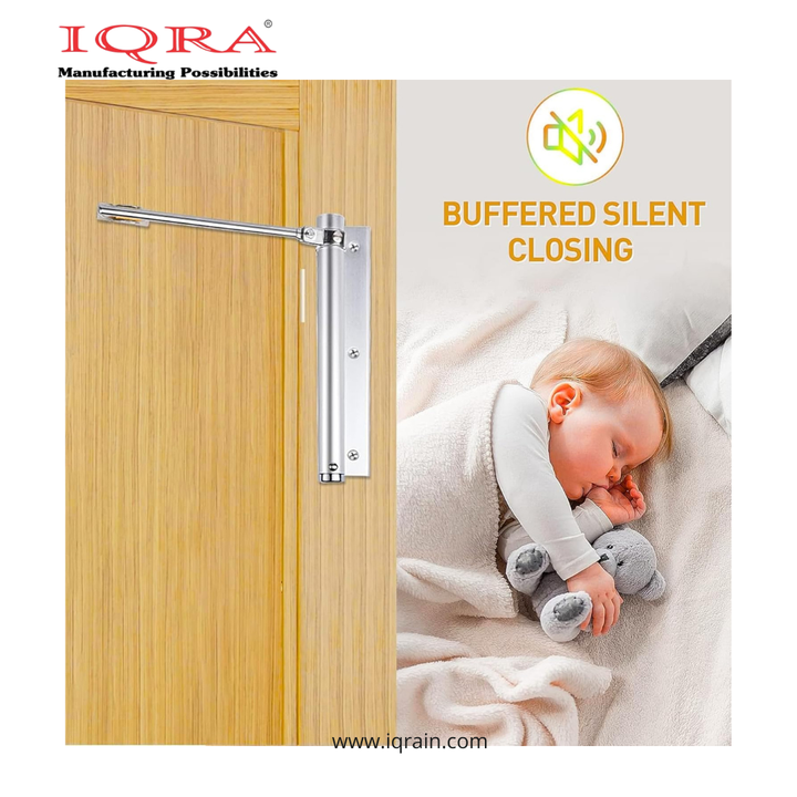 IQRA Automatic Door Closer, Adjustable Spring Storm Door Closer, Heavy Duty Safety Spring, Built-in Lock, Perfect for Indoor & Outdoor Doors, Offices, Soft Closing Door (Pack of 1)