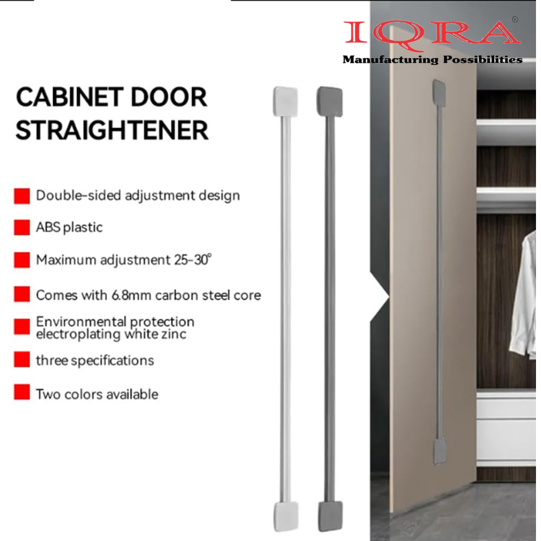 IQRA Heavy Duty Wardrobe Door Straightener | 6mm Rod with Dual-Side Cast Brackets | Complete Kit with Screws & PVC Cap | Concealed Fixing | 72" Length – Ideal for Big Cabinet & Wardrobe Doors