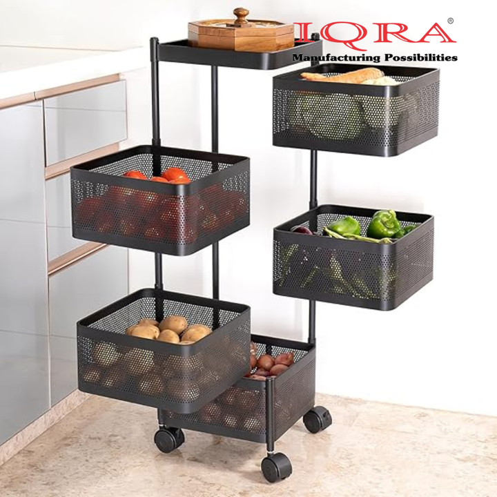 IQRA Kitchen Trolley with Wheels, Kitchen Organizer Items and Storage Solutions for Square-Round Kitchen Organizer and Kitchen Accessories Items (Black)