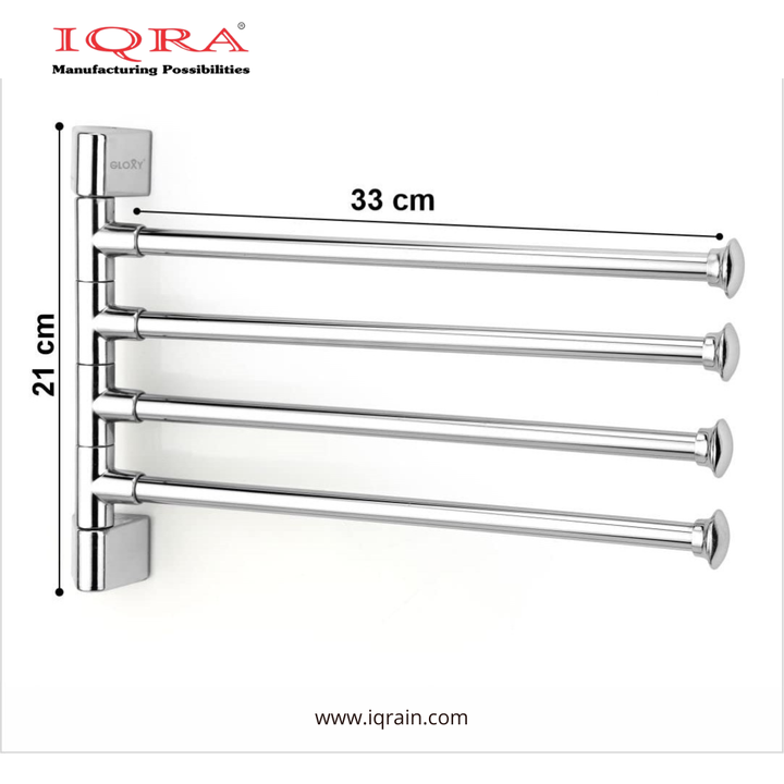 IQRA Stainless Steel 4 Bar Swing Hanger Towel Rack for Bathroom Towel Holder for Kitchen Towel Hanger Stand for Wash Basin