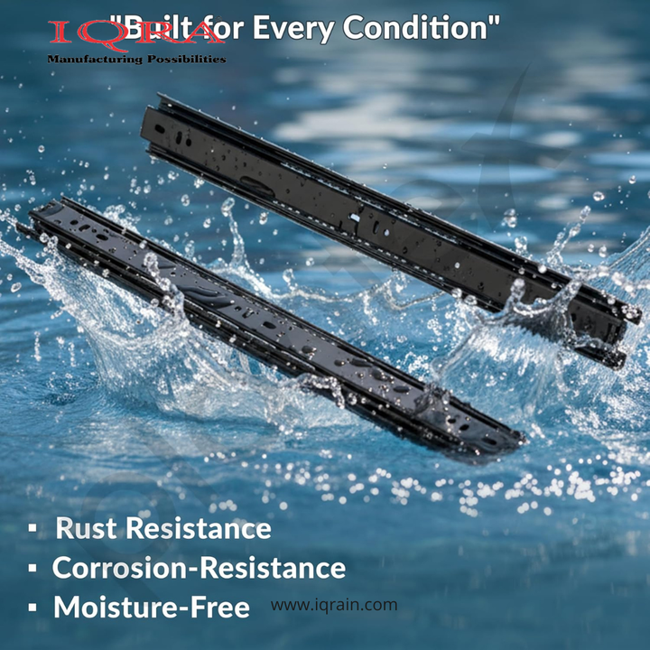 IQRA Black Drawer Channel/Regular Smooth Close Ball Bearing Slider Drawer Channel for Home, Kitchen & Wardrobe/Telescopic Channel for Drawer/for Wooden & Metals Drawers