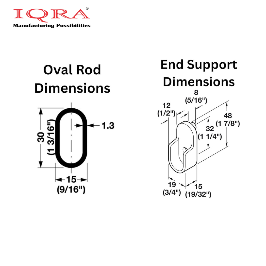 IQRA Oval Closet Rod for Hanging Clothes Heavy Duty Black Poles Bar Closet Rod for Wardrobes Laundry