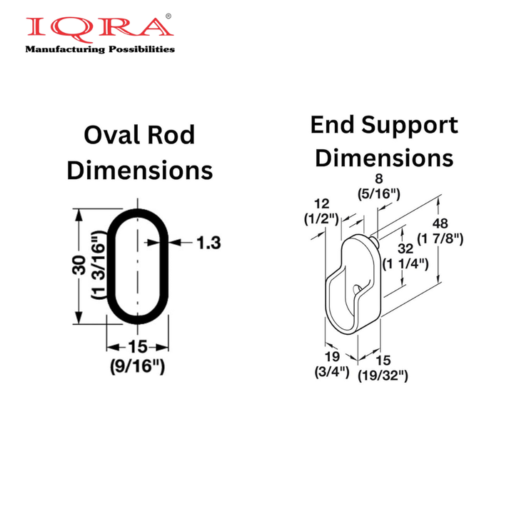 IQRA Oval Closet Rod for Hanging Clothes Heavy Duty Black Poles Bar Closet Rod for Wardrobes Laundry
