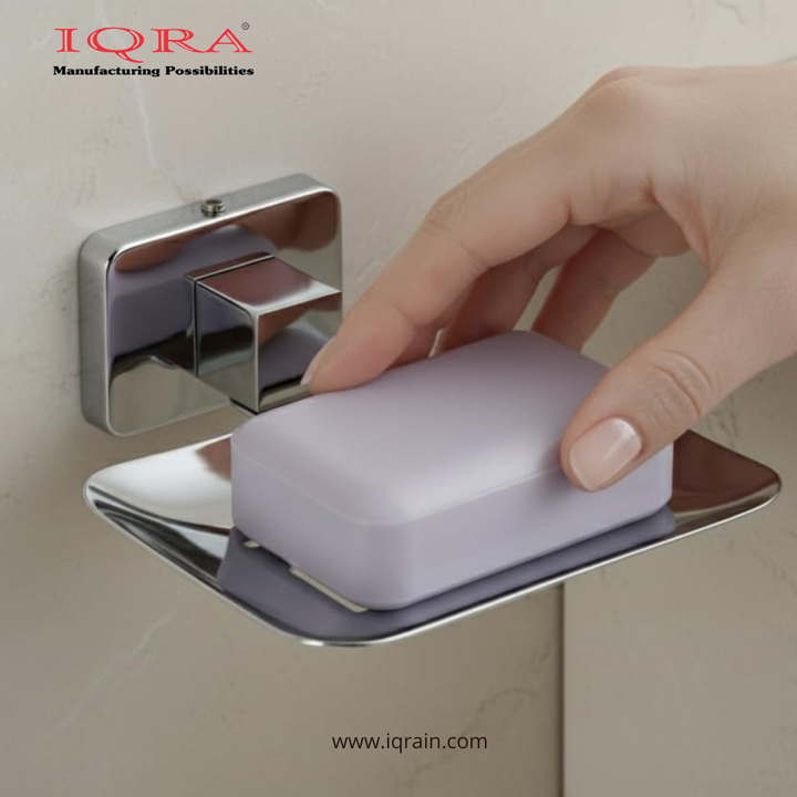 IQRA Soap Dish Holder for Bathroom soap case Stand Bathroom soap Holders Stand Steel wash Basin soap Tray for Bathroom 38(304 Stainless Steel,Chrome Finish)