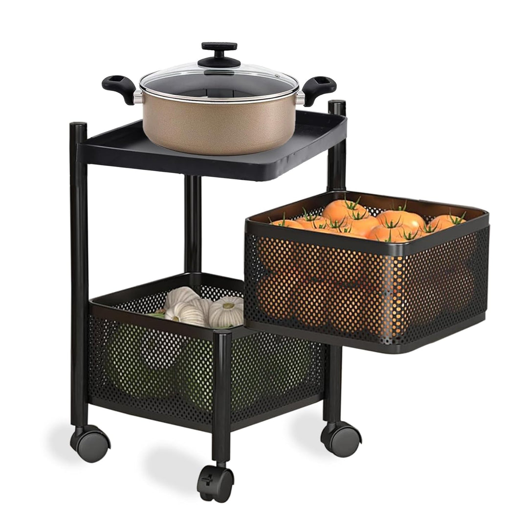IQRA Kitchen Trolley with Wheels, Kitchen Organizer Items and Storage Solutions for Square Kitchen Organizer and Kitchen Accessories Items (Black,Layer 5)