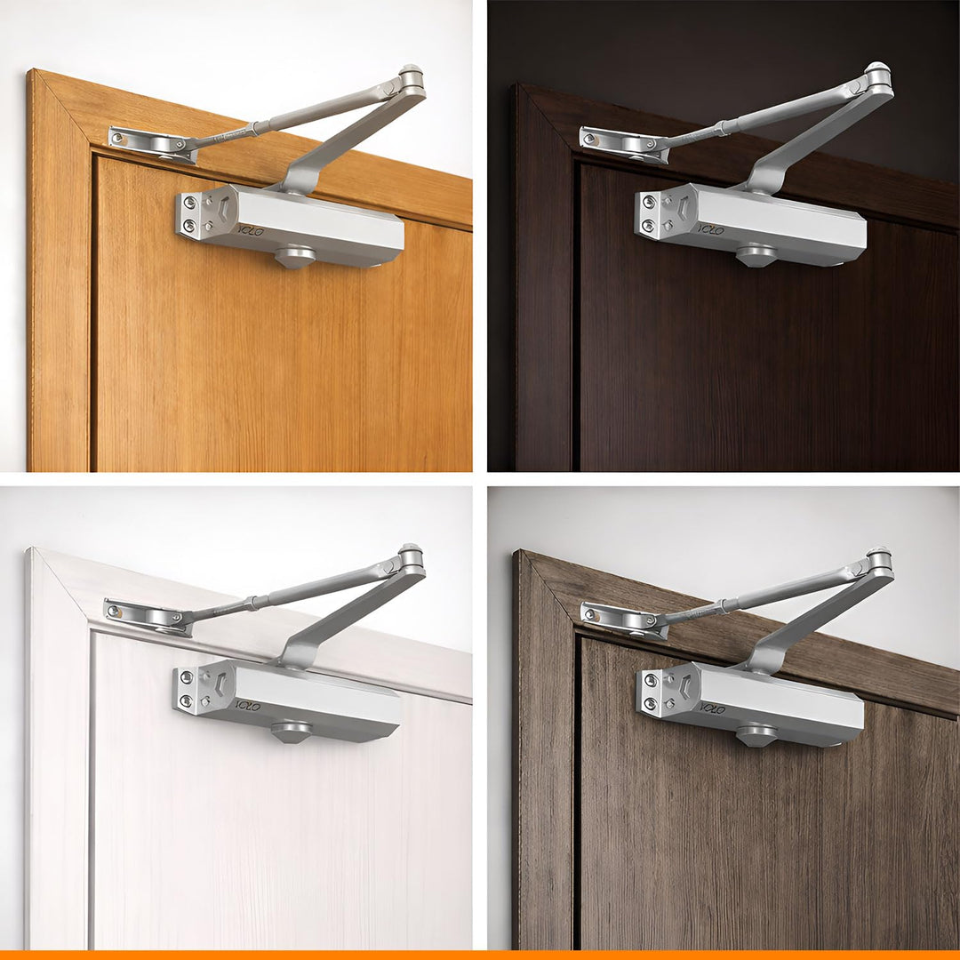 Automatic Hydraulic Door Closer – Premium Heavy Duty Aluminium Body, Double Speed Adjustable, 45–50kg Load Capacity, for Home, Office & Commercial Doors (Silver, No Oil Leakage)