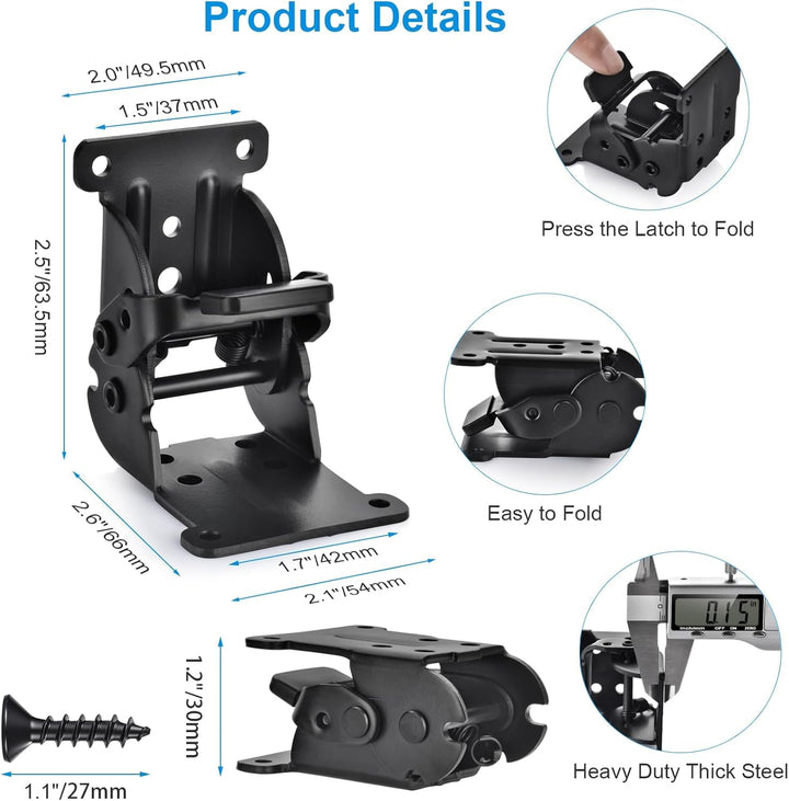 IQRA Foldable Self Lock Hinges Heavy Duty Folding Brackets with Screws Lock Extension Support for Table Leg,Bed Leg,Workbench,Laundry Garage Boats Furniture