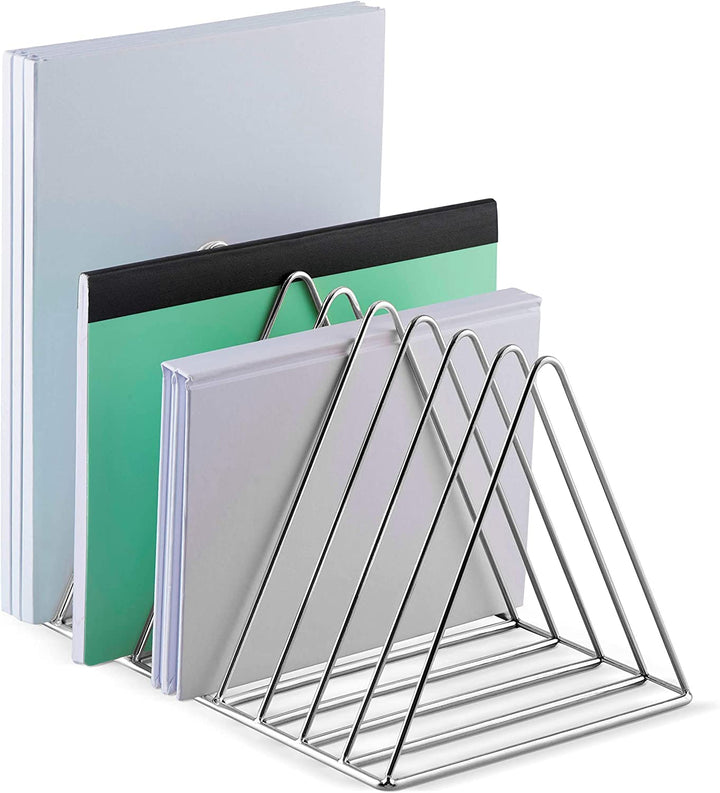 IQRA Magazine Racks Tabletop Mount Files holder Desk File Organizer 9 Slots Book Stand Newspaper Stand for Home & Offices (Silver)