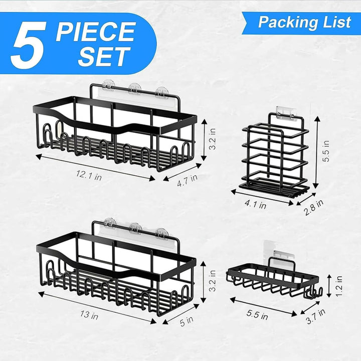 5-Pack Shower Caddy, Adhesive Shower Organizer Rack/Bathroom Organizer, No Drilling, Large Capacity, Rustproof Stainless Steel Bathroom Shower Washroom…