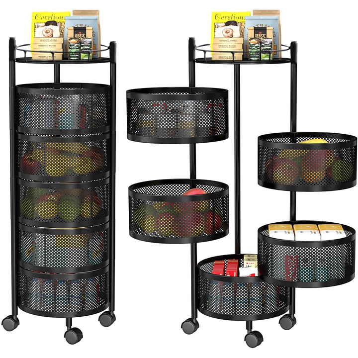 IQRA Kitchen Trolley with Wheels, Kitchen Organizer Items and Storage Solutions for Square Kitchen Organizer and Kitchen Accessories Items (Black,Layer 5)