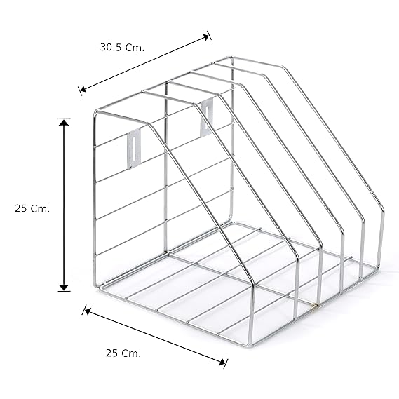 IQRA Stainless Steel Hanging Shelves Wall Mount File Rack/File Holder/Document Holder/Box File Holder(4 Sections)