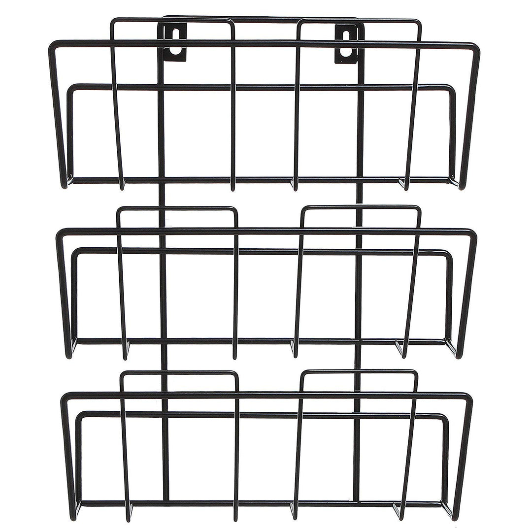 IQRA Stainless Steel 3 Tier Modern Wall Mounted Metal Bar Magazine Rack/Document File Folder Hanging Storage Organizer