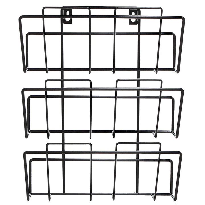 IQRA Stainless Steel 3 Tier Modern Wall Mounted Metal Bar Magazine Rack/Document File Folder Hanging Storage Organizer