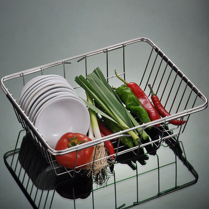 IQRA Adjustable Over Sink Dish Drying Rack Stainless Steel Dish Drainer, On Counter or In Sink Dish Rack, Deep and Large- Rustproof