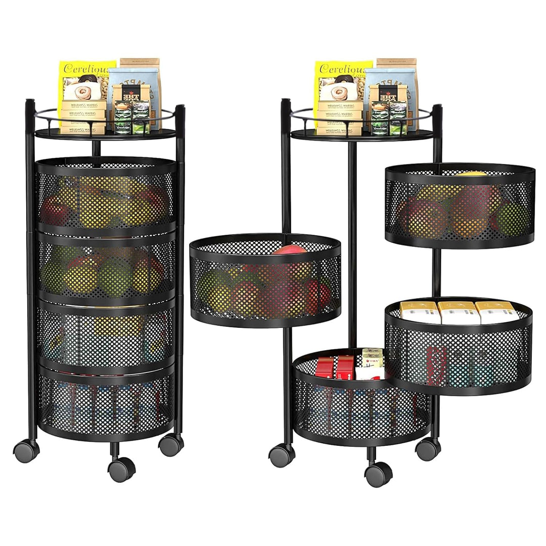 IQRA Kitchen Trolley with Wheels, Kitchen Organizer Items and Storage Solutions for Square Kitchen Organizer and Kitchen Accessories Items (Black,Layer 5)