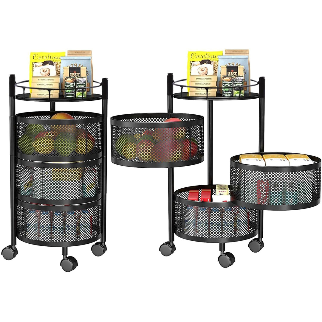 IQRA Kitchen Trolley with Wheels, Kitchen Organizer Items and Storage Solutions for Square Kitchen Organizer and Kitchen Accessories Items (Black,Layer 5)